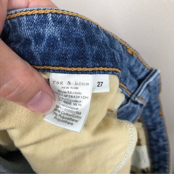 Rag & Bone Dre Low-Rise Slim Boyfriend Jeans Distressed Dobbie Wash 27 - Picture 9 of 11